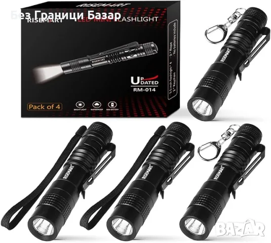 Нови RISEMART 4 мини фенерчета LED 100 лумена за къмпинг риболов и туризъм