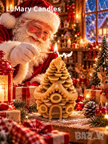 🎄 Коледна свещ „Приказна къщичка“ – ръчна изработка