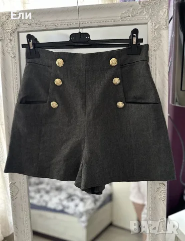 Елегантни сиви дамски панталонки Zara с копчета
