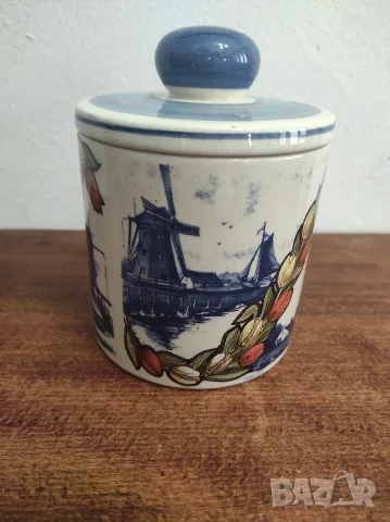 нов холандски буркан за бисквити  Delfts blauw ръчно рисуван