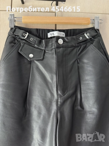 Кожен панталон Zara, снимка 3 - Панталони - 56624114