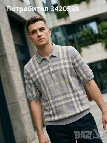 Мъжка плетена поло тениска Burberry (Вълна & Коприна) – Оригинал ; 
size — L