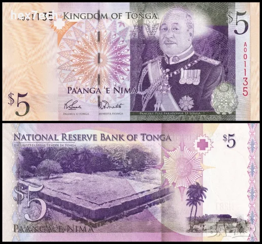 ⭐ Тонга 2009 5 паанга UNC нова ⭐