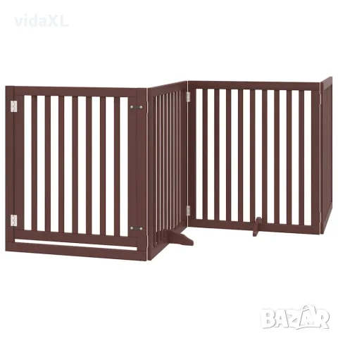vidaXL Сгъваема преграда за куче с врата 10 панела кафяв 800 см топола
