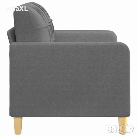 vidaXL 2-местен диван, Тъмносив, 120 см, плат, снимка 5 - Дивани и мека мебел - 56147321