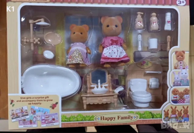 Комплект фигурки Sylvanian Families баня и тоалетна + аксесоари sylvanian families 