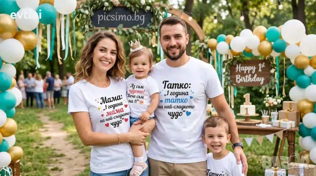 Комплект персонализирани тениски за детски рожден ден