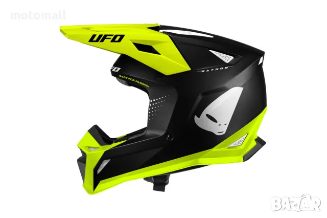 Мотокрос каска UFO RAYSON BLACK/FLUO, снимка 2 - Аксесоари и консумативи - 56678824