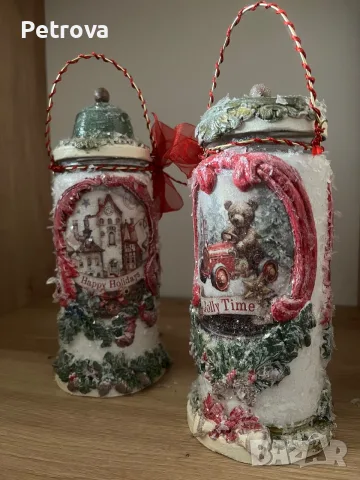 Декупаж, коледни буркани., снимка 2 - Коледни подаръци - 56644971