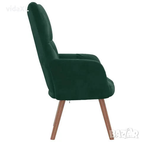 vidaXL Релакс стол, тъмнозелен, кадифе, снимка 5 - Дивани и мека мебел - 56146849