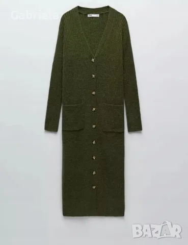Дълга зелена жилетка Zara 