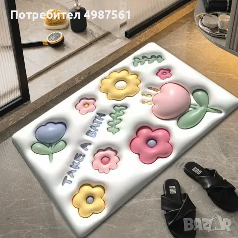 Бързосъхнеща 3D постелка за баня 60x40 см