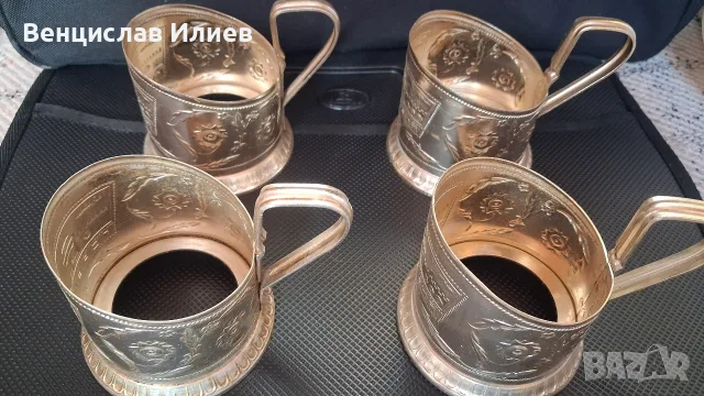 Стари Руски Подстъкани за Чаши, снимка 3 - Антикварни и старинни предмети - 56616294