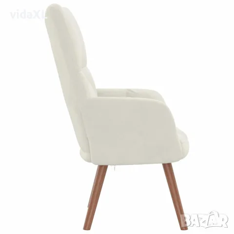 vidaXL Релакс стол, кремавобял, кадифе, снимка 5 - Дивани и мека мебел - 56146838