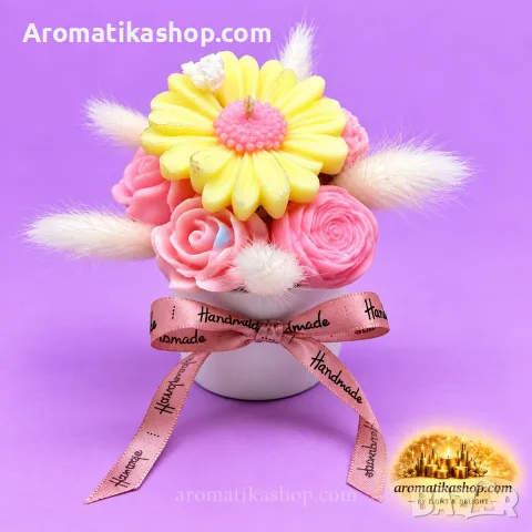 „Sunny Kiss“ – Ароматен соев букет, снимка 3 - Декорация за дома - 56680645