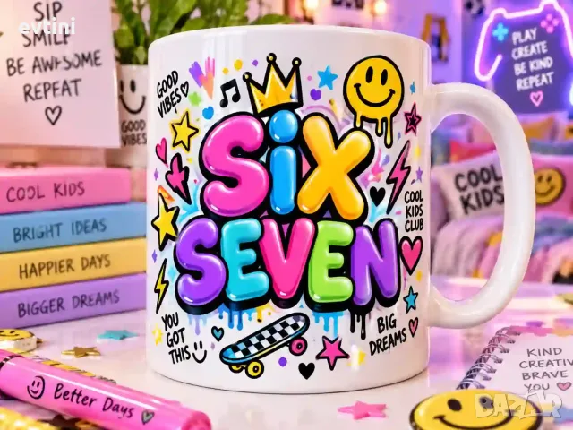 Керамична чаша „six seven 67“