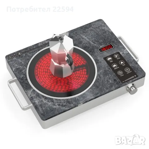 Инфрачервен керамичен плот 3500W с touch контрол и микрокристално стъкло – Черен