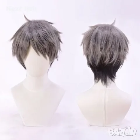 Къса косплей перука Osamu Miya – сребристо сиво и кафяво, Haikyuu