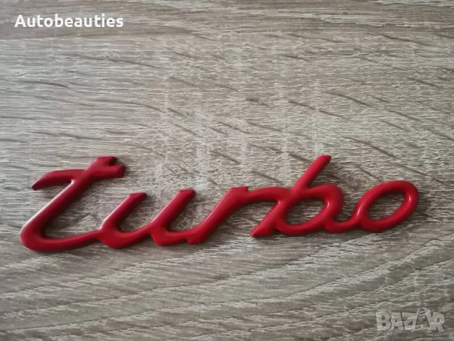 червена емблема Turbo за Porsche