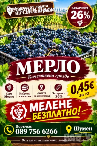 МЕРЛО 0,45€+БЕЗПЛАТНО СМИЛАНЕ