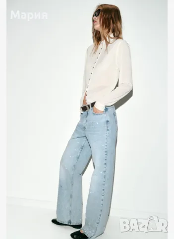 Zara дънки с ефект боя размер 36 , снимка 4 - Дънки - 56642376