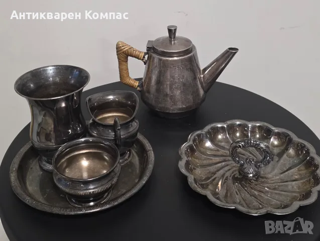 Голям винтидж лот от алпака и посребрени съдове – 6 части (Италия)