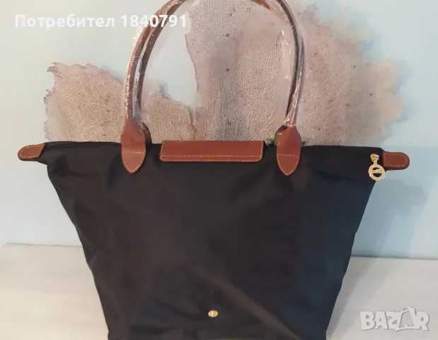 НОВА Longchamp – класическа, черна, L, дълги дръжки, снимка 3 - Чанти - 56605262