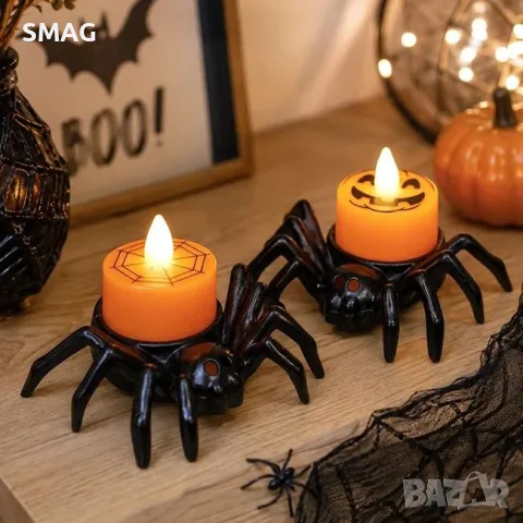 Декоративна halloween чаена свещ паяк 5 см пластмаса_1269756