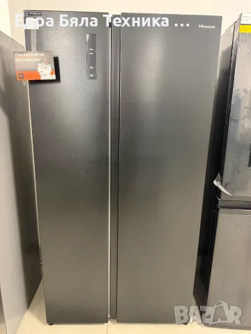 Двукрилен хладилник Side by Side Hisense - 538L, Total NoFrost, Черен Инокс