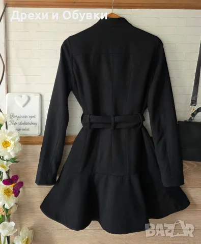 Черно разкроено палто Vero Moda, снимка 5 - Палта, манта - 56616335