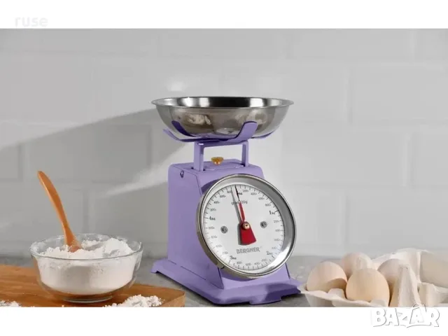 НОВА! Механична кухненска везна Bergner Retro 5kg - Ретро кантар, сваляща се купа