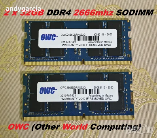 64GB DDR4 KIT OWC Other World Computing 2x32GB DDR4 КИТ 2666MHz DDR4 PC4 SODIMM Ram памет за лаптоп