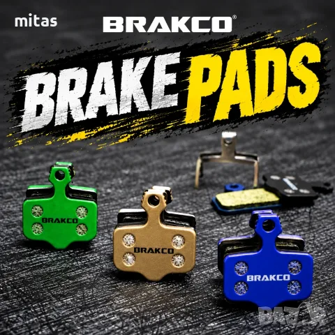 Спирачни накладки BRAKCO за велосипед, органични, дискови, Shimano, Tektro, SRAM