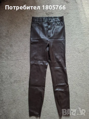 Кафяв кожен панталон Zara