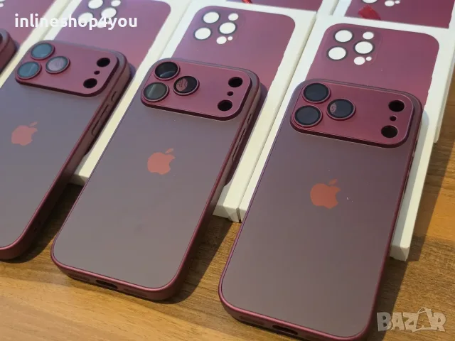 Матов Стъклен Кейс за Apple iPhone 15 / 16/ 17 / 18 Pro Max - цвят Burgundy