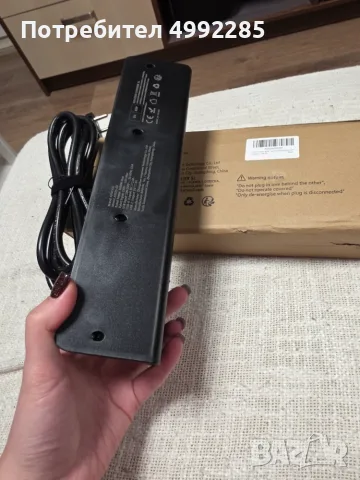 Разклонител с USB и USB-C – бял и черен, снимка 5 - Разклонители и удължители - 56685731