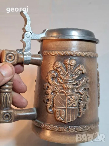 немска халба с монограм и калаен капак   37/1, снимка 5 - Чаши - 56616433