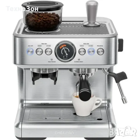 Chefman Crema Supreme Espresso Machine – полуавтоматична еспресо машина с вградена мелачка