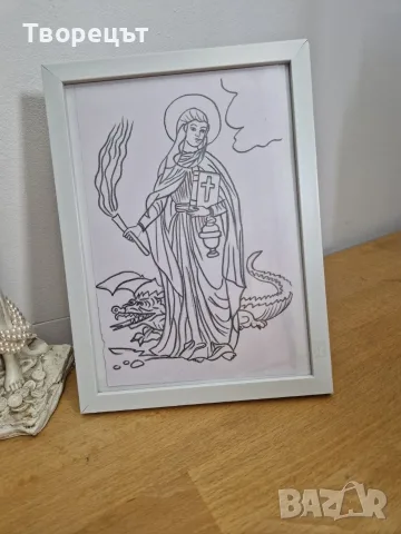 ръчно рисувани икони с молив в рамка , снимка 5 - Декорация за дома - 56629351