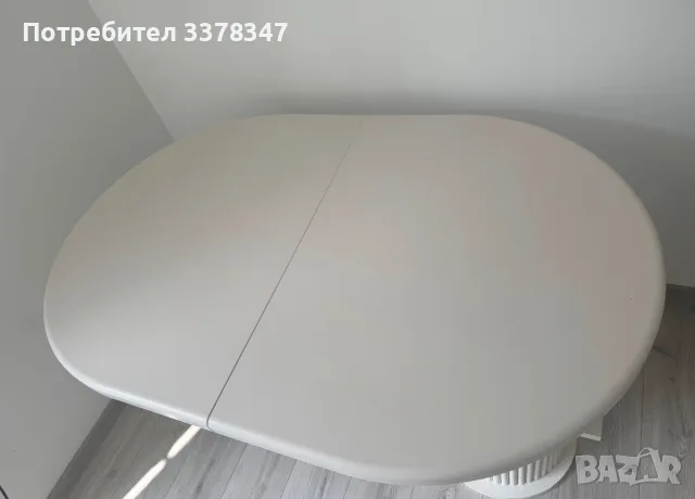 Разтегателна трапезна маса – кремав цвят., снимка 3 - Маси - 56639457