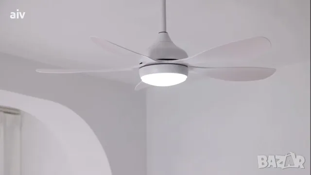 Модерен бял таванен вентилатор с LED осветление
