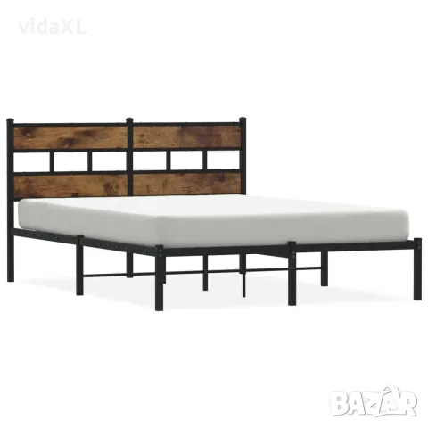 vidaXL Метална рамка за легло, без матрак, опушен дъб, 160x200 см