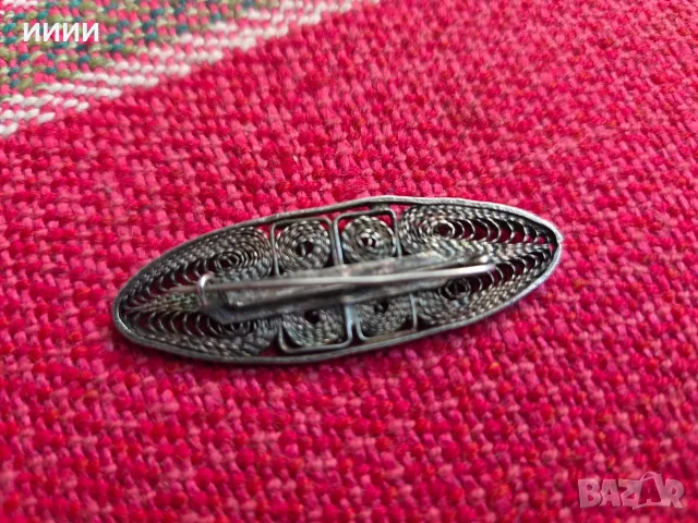Сребърна брошка филигран 3, снимка 2 - Антикварни и старинни предмети - 56597863