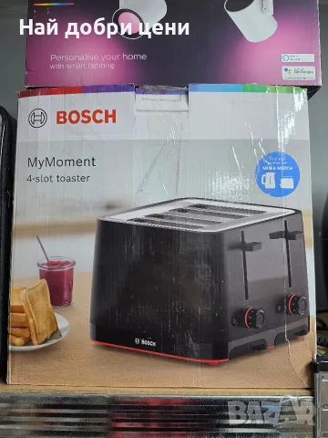 ЧИСТО НОВ Семеен Тостер за 4 филийки Bosch MyMoment 4-slot (Черен)