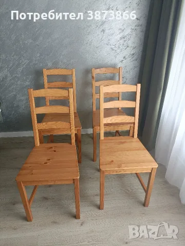 Комплект 4 бр. дървени столове IKEA IVAR (масив бор) + възглавници