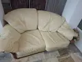 Комплект кожен диван и фотьоил, снимка 1