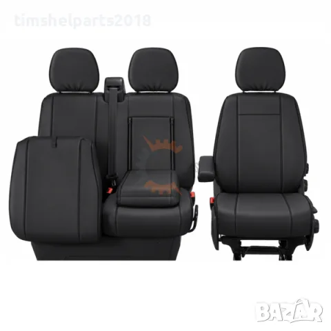 Луксозен комплект тапицерия 2+1 за Iveco Daily след 2014 год. – Еко кожа, черна, 7 части