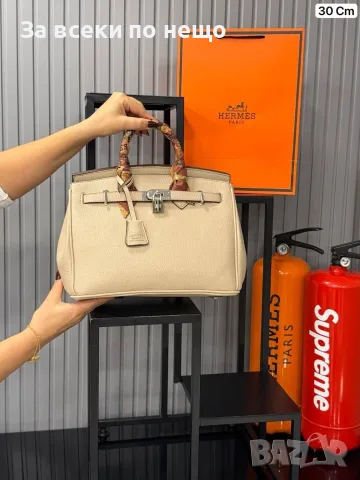 Hermes Birkin 30 Дамска Кожена Чанта С Метален Катинар И Шалче За Дръжката Код E330