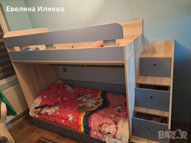 Двуетажно легло с ТВ ракла, снимка 2 - Спални и легла - 56683481