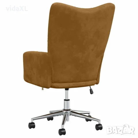 vidaXL Релакс стол, кафяв, кадифе, снимка 4 - Столове - 56146898
